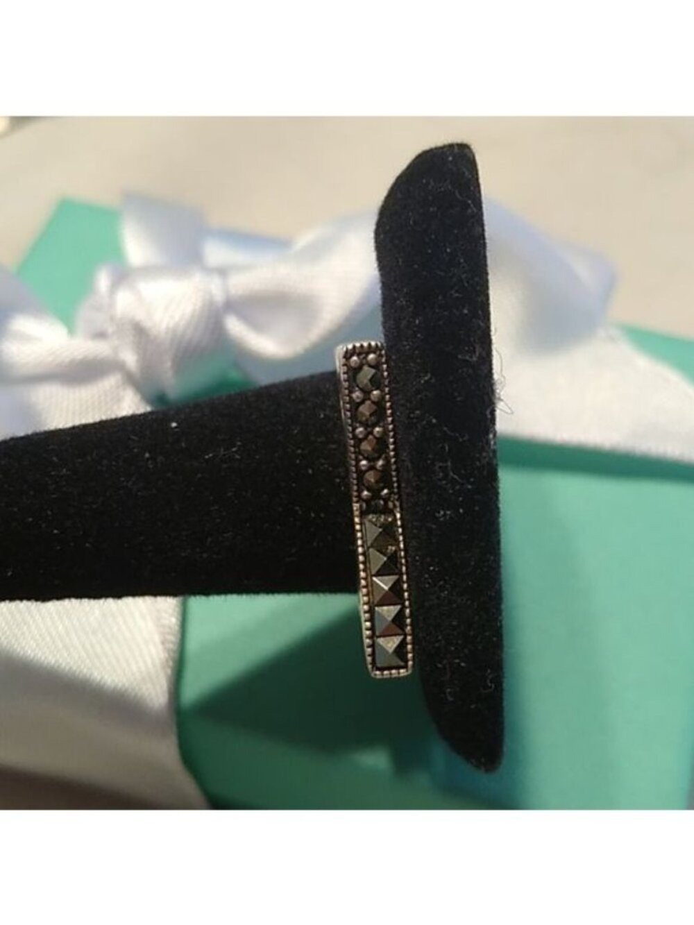 Art Deco Sterling Silver & Marcasite "Kitty Kat" Ring, size 8.5